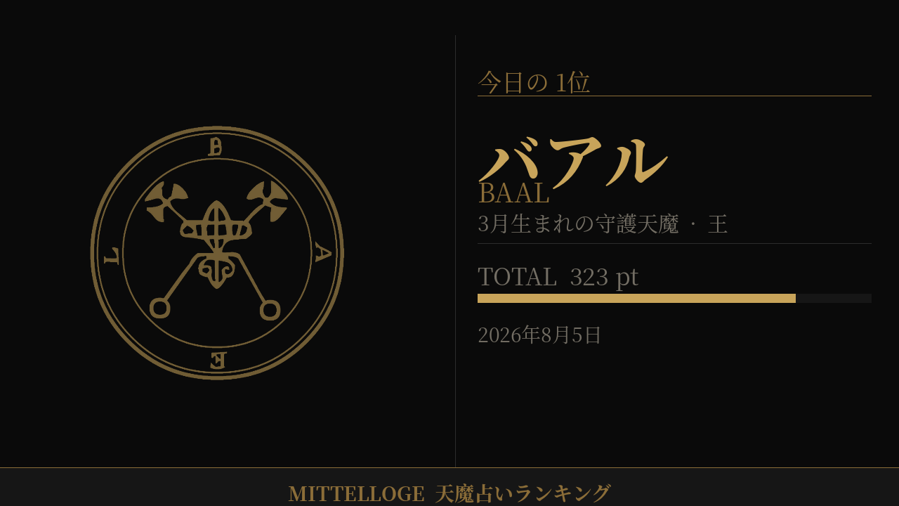 2026年8月5日 天魔占いランキング